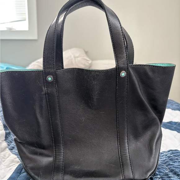 Tiffany & Co. Black Leather Shoulder Bag with Turquoise...